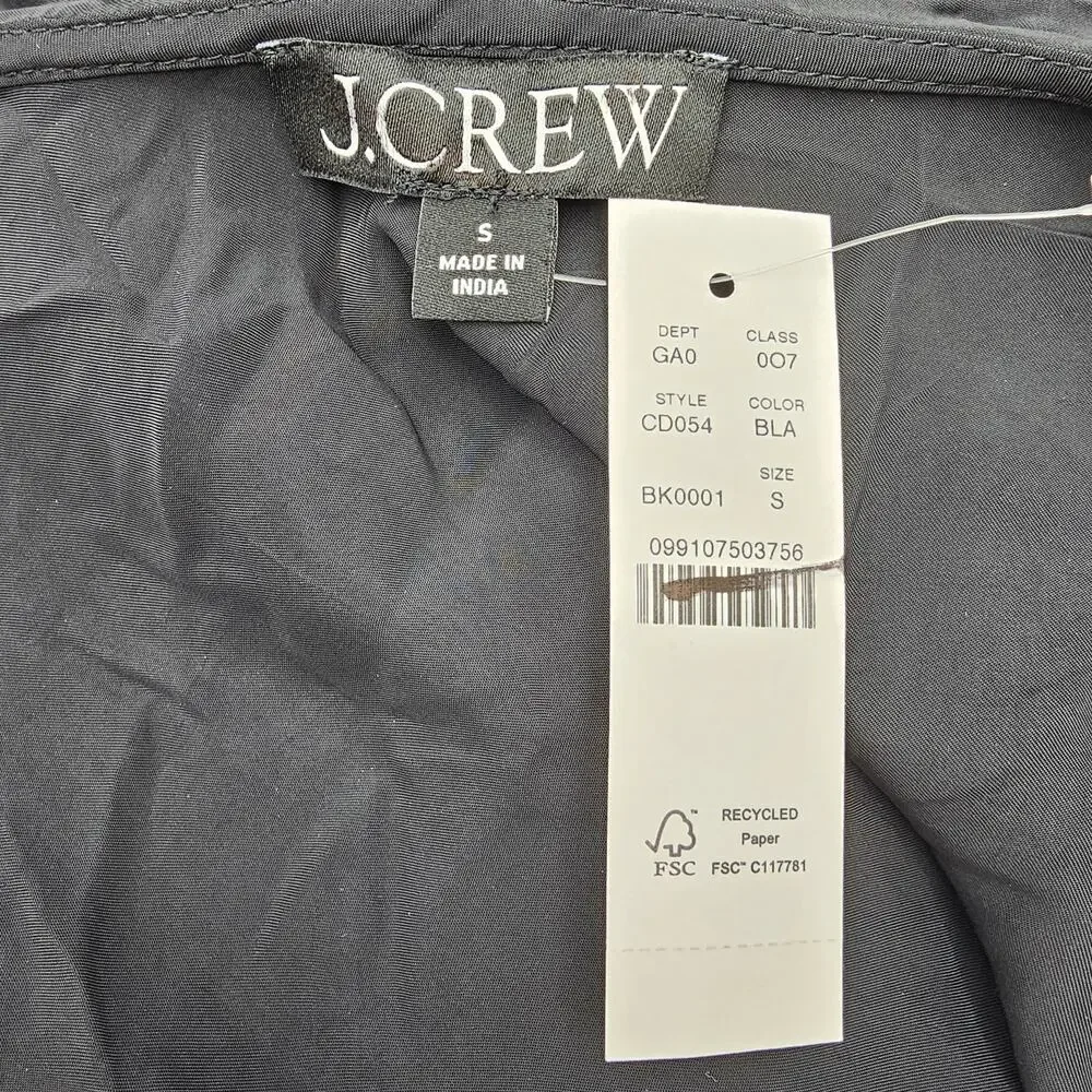 J. Crew Womans size S Goldie Ruffle Collar Satin Top Shirt Black CD054 NEW